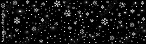Winter background of snowflakes on a black background. Vector illustration