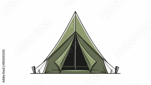 A illustration of camping tent. This drawing captures the essence of outdoor adventures and a connection with nature
