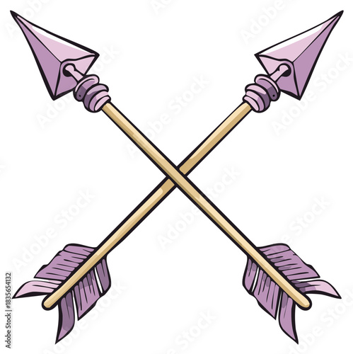 Two Crossed Pastel Pink Arrows Symbolizing Love or Aiming for Goals