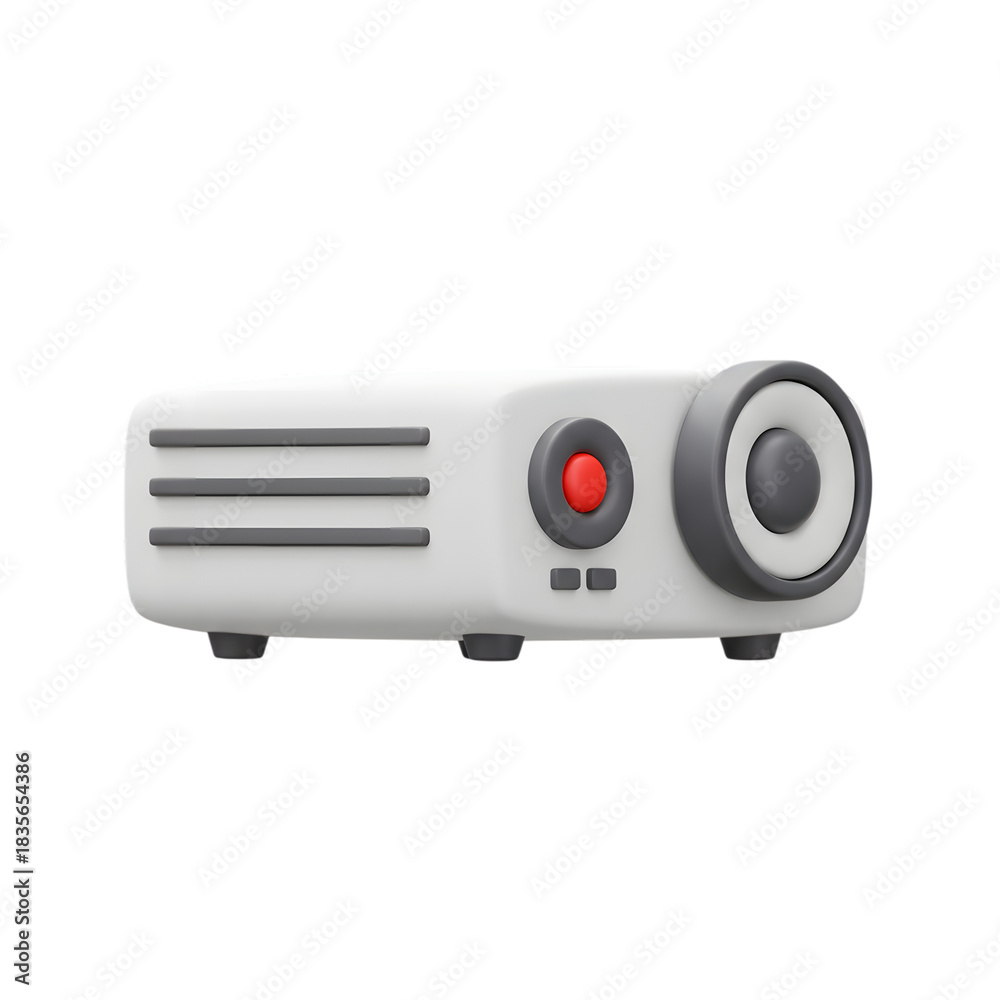 Fototapeta premium Projector. 3d rendering isolated on white background. Cartoon plastic style icon