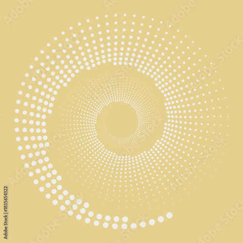 Circle Cloud Dancer dots. Design element for frame, logo, tattoo, web pages, prints, posters, template, abstract backgrounds. Geometric minimalist art. Optical illusion backdrop.