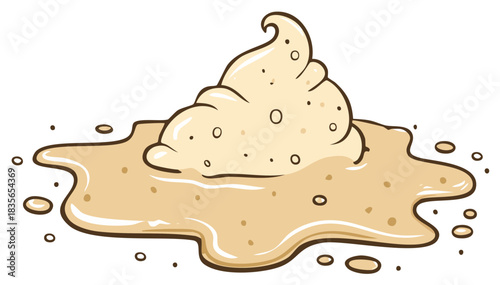 Cartoon illustration of a blob of cream with spilled splash.