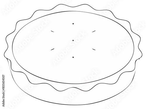 Simple line drawing of a whole pie with a crimped crust and vent marks on top