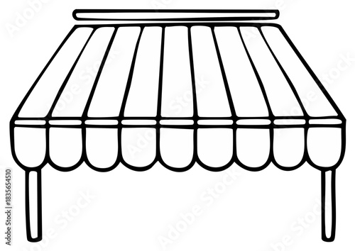 Striped Awning Structure Outlined
