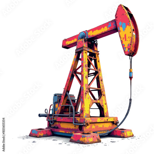 Vsai oil pumpjack extracting fossil fuels, energy production concept