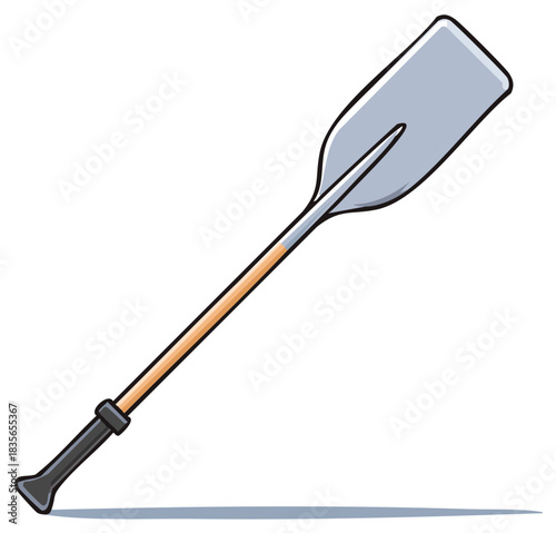 Paddle Illustration: Long-handled Oar for Water Sports, Canoeing, and Kayaking