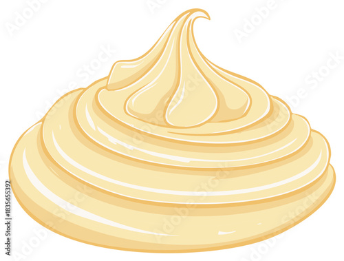 Swirled frosting or whipped cream illustration, isolated on white background.