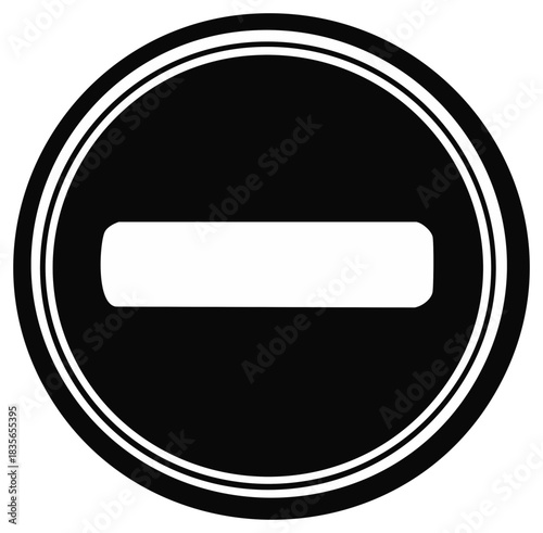 Prohibition sign icon in black and white simple design in a circle vector.