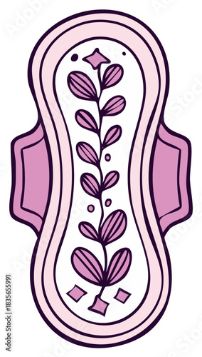 Feminine Hygiene Product Pad with Floral Design, Pink Feminine Protection