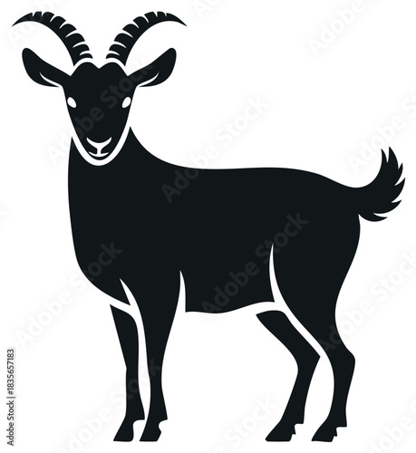 Black Goat Illustration Standing Silhouette Livestock Animal Farm Mammal