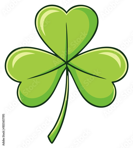 Simple vibrant green three leaf clover illustration a symbol of luck and Irish heritage design element