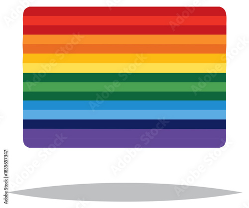 Vibrant rainbow flag with rounded corners symbolizes LGBTQ+ community pride and equality