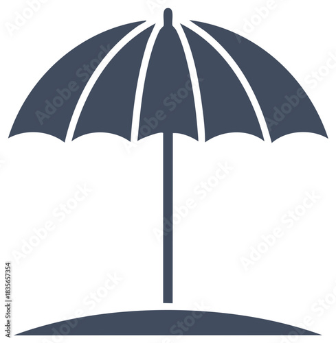 Simple flat icon of a beach umbrella parasol providing sun shade on the sand