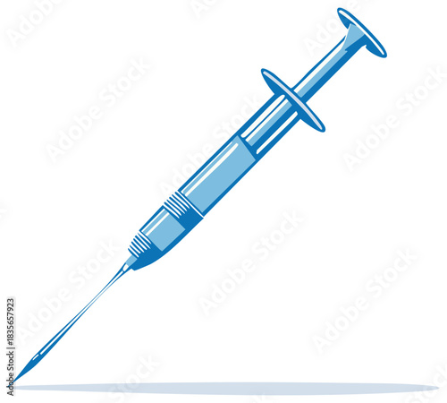 Stylized Medical Syringe with Needle for Injection and Health Treatment in Healthcare Clinic