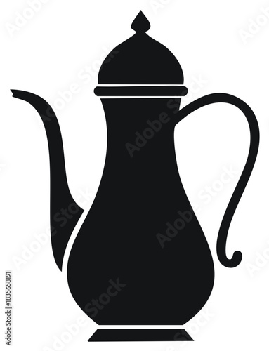 Traditional Arab Teapot Silhouette Icon Representing Culture or Beverage Preparation Rituals