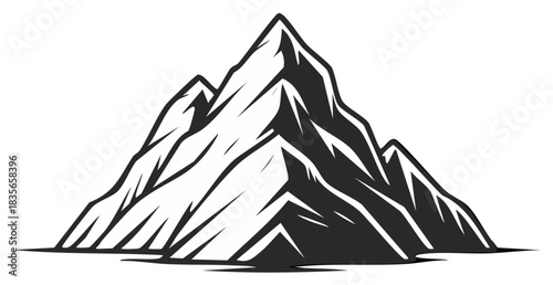 Stylized mountain range graphic icon in a monochrome vintage style