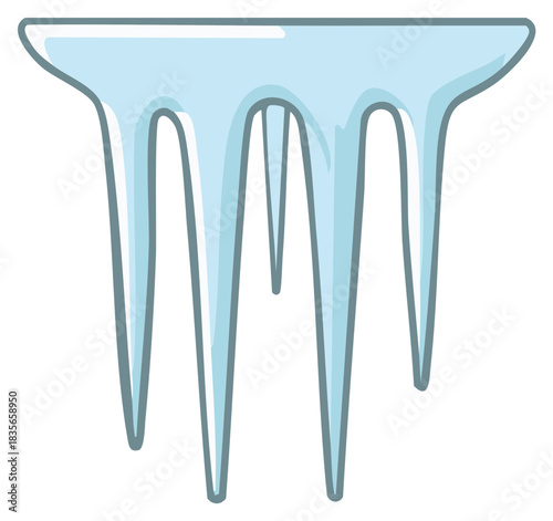 Cartoon icicles illustration. Frozen water dripping and melting. Winter cold concept