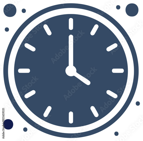 Modern minimalist clock face illustration with abstract circular elements