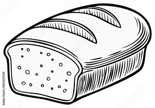 Fresh loaf of bread sketch illustration baked food art for culinary concept