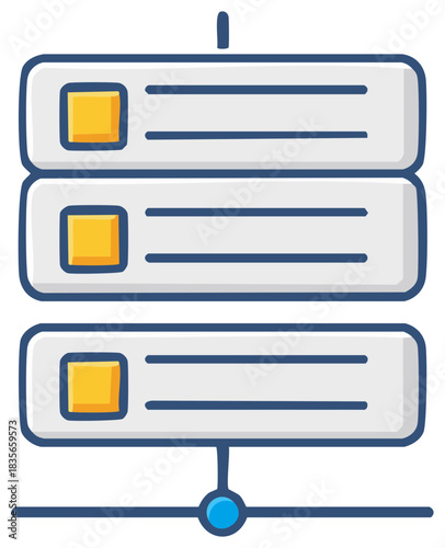 Data server rack icon illustration for cloud computing hosting and network storage