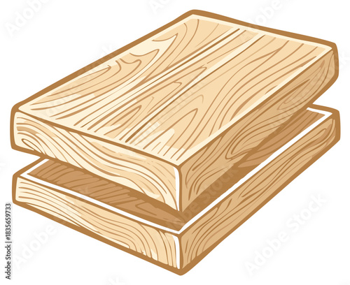 Stacked wooden planks illustration building material timber lumber cartoon style graphic design element