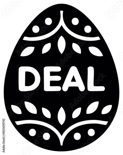 Easter sale promotion vector icon of a decorated egg with the word deal