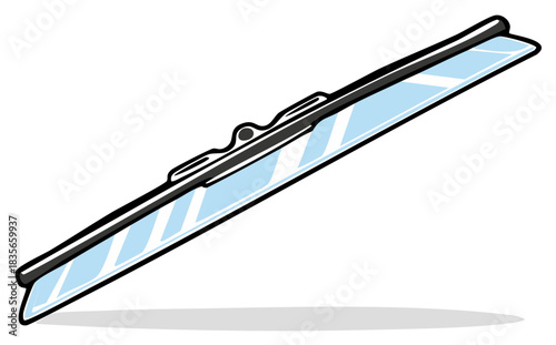 Cartoon Illustration of a Windshield Wiper Blade Ready for Automotive Use