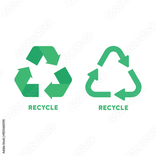 Green recycle sign icon set. Vector illustration	