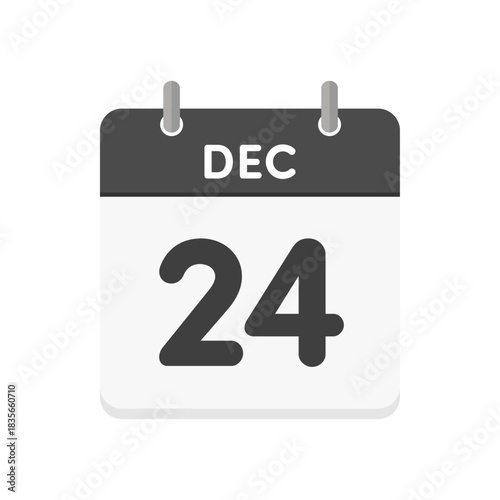 12月24日･DEC 24の日めくりカレンダーのアイコン - クリスマスイブの英語の暦のイラスト