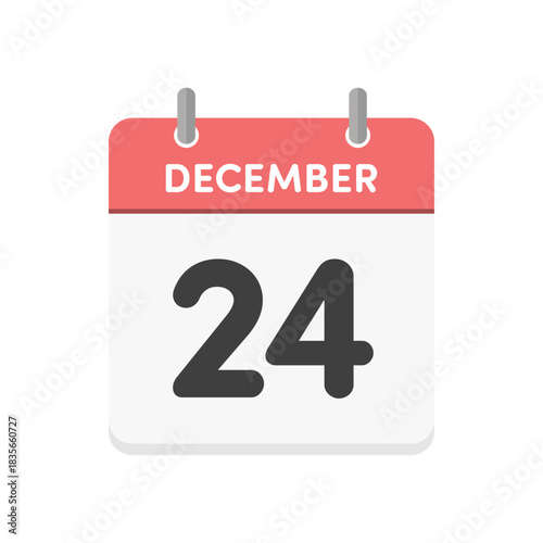 12月24日･December 24の日めくりカレンダーのアイコン - クリスマスイブの英語の暦