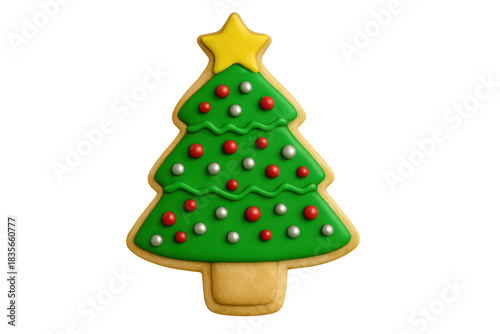 Wallpaper Mural Festive christmas tree cookie featuring green icing and colorful sprinkles, topped with a star, isolated on a transparent background Torontodigital.ca