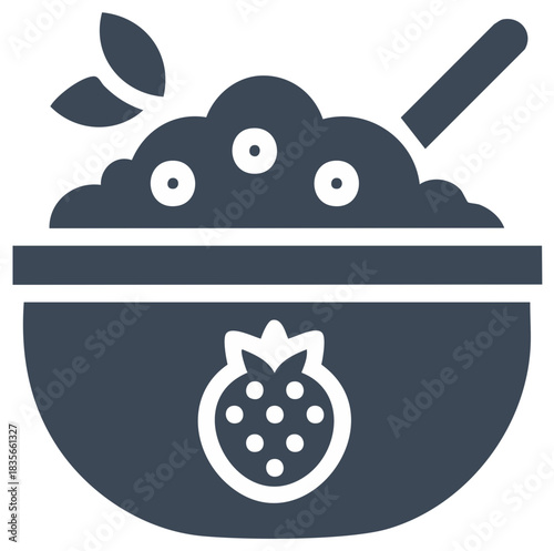 Healthy breakfast bowl with fruit and oats illustration