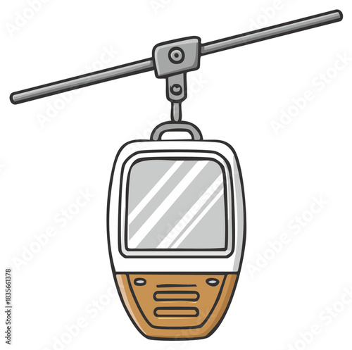 Cartoon Cable Car Illustration - Isolated gondola in flat vector style