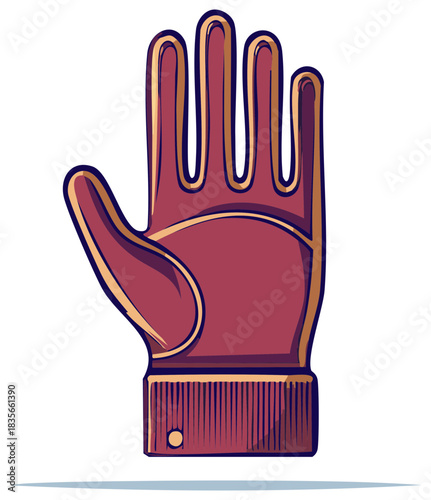 Vibrant red winter glove stylized illustration for warmth and protection