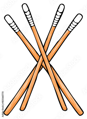 Stylized Crossed Wooden Cotton Swabs for Medical or Hygiene Use
