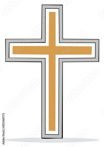 Stylized Golden Christian Cross Illustration a Religious Symbol of Faith and Salvation