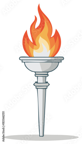 Stylized Torch with Bright Flames and Shadow