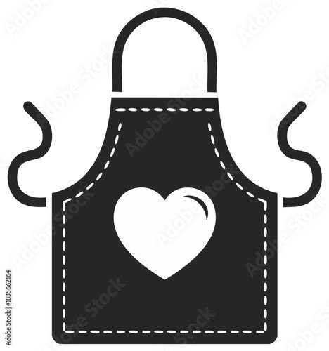 Stylized apron with a heart emblem cooks kitchenware clothing accessory symbol uniform protection design