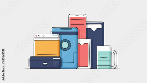 Devices technology gadgets electronics digital illustration stack brazil ceara