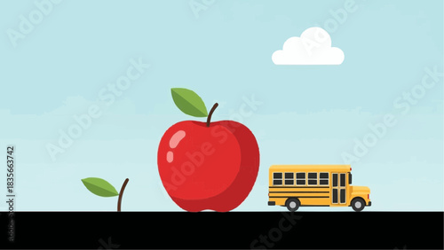 Back to school apple bus illustration for education and learning design brazil ceara