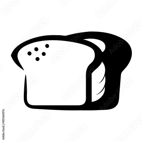 Simple black and white vector icon illustration of a bread slice and a loaf