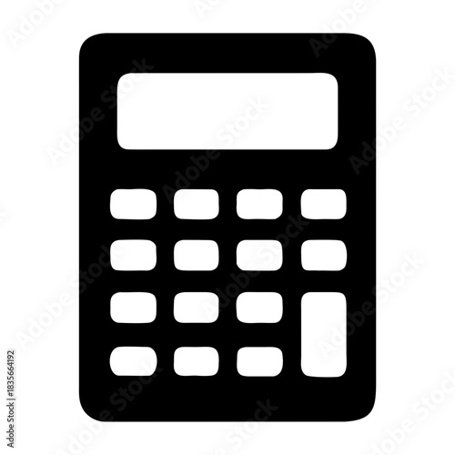 A simple black icon representing a digital calculator used for computation and arithmetic.