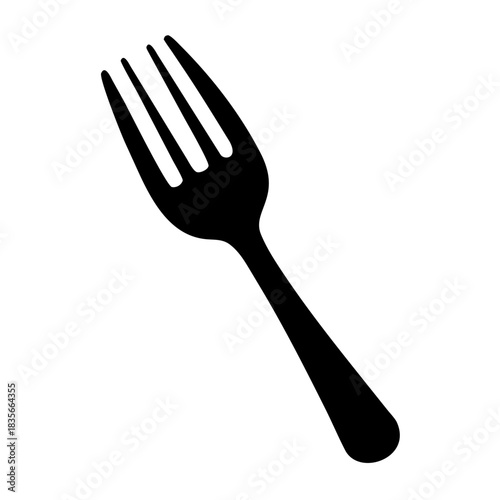 Simple black silhouette icon of a dinner fork utensil on a white background