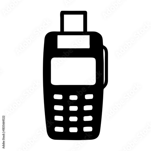 Black silhouette icon of a handheld point of sale terminal or communication device