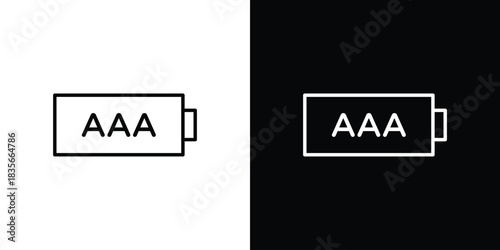 AAA battery icons outline drawing. Editable stroke