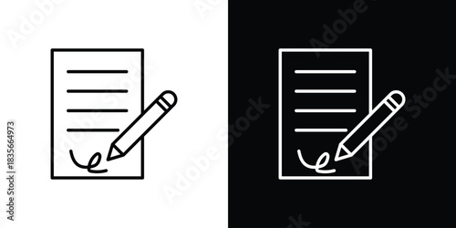 Agreement icons outline drawing. Editable stroke