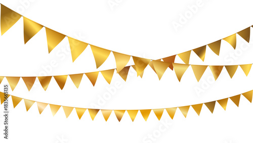 3 GUIRLANDES DE FANIONS DORÉS