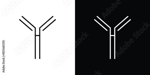 Antibody icons outline drawing. Editable stroke