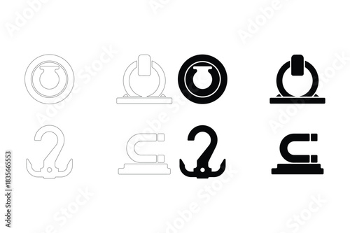 Collection of various hook and magnet shapes and designs