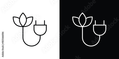 Biomass energy icons outline drawing. Editable stroke